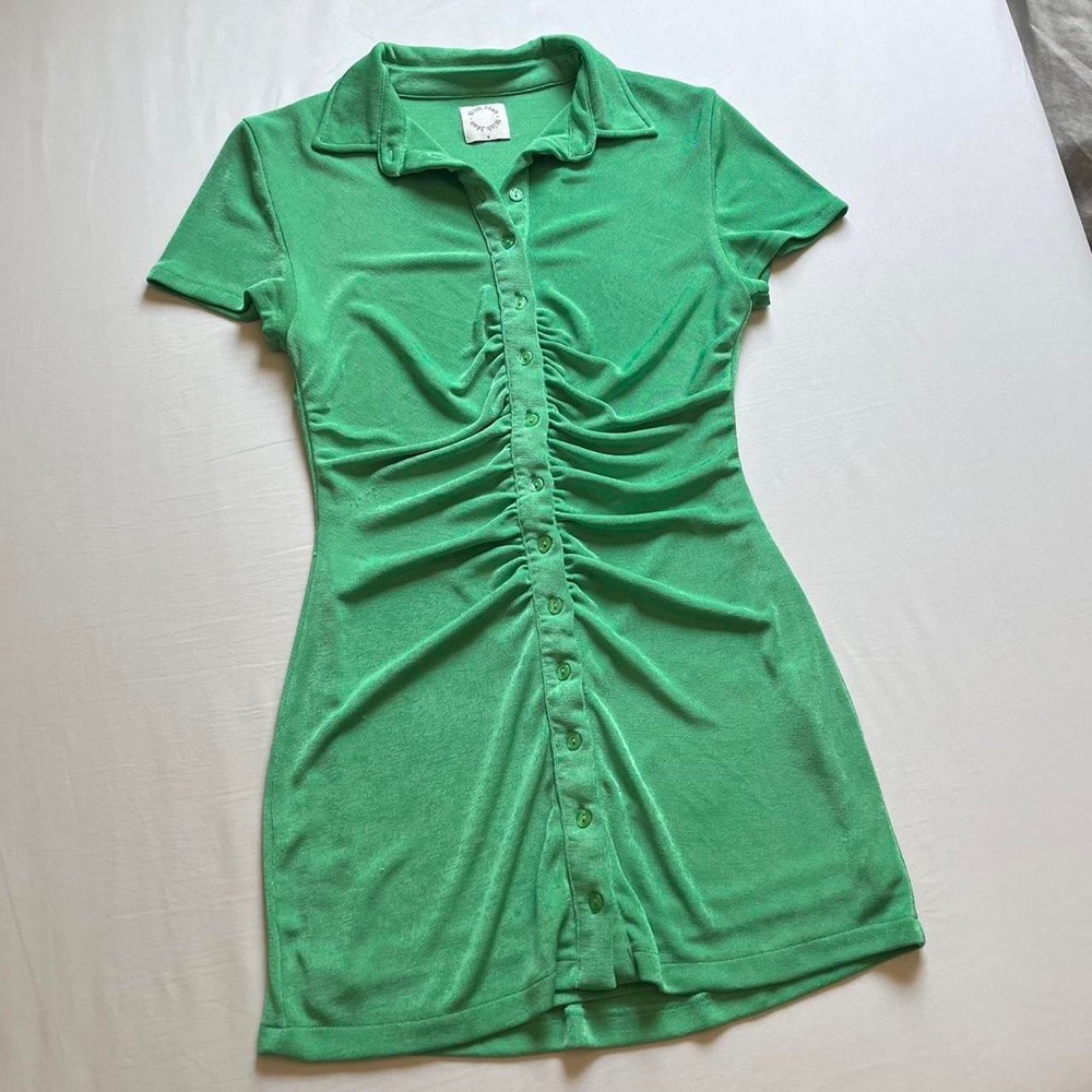 With Jean Green Ruched Bodycon Dress